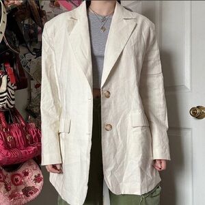 BARE BY CHARLIE HOLIDAY OFF WHITE BLAZER MEDIUM